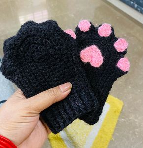Crochet Catpaw Fingerless Gloves