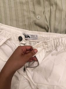 White Cargo Parachute Pants