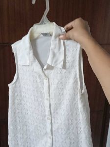 White Lace Sleeveless Top