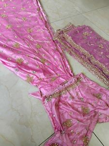 Pink Embellished Ethnic Blouse, Chaniya &amp; Dupatta
