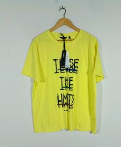 Yellow Printed Oversized T-Shirt For Women's