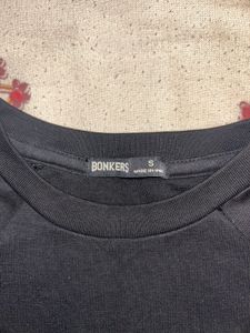 Bonkers Corner Black Loose Crop Top