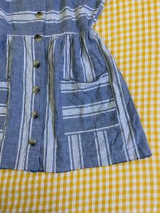 Cotton Striped Button-Down Dress Fits S-M