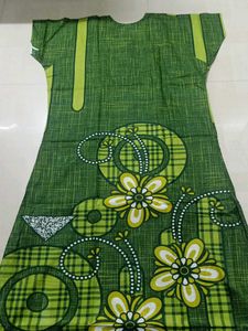 Green XL Cotton Zipped Nighty