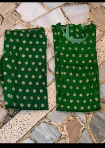 Green Banarsi Kurta Set