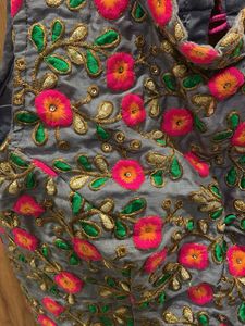 Magenta &amp; Sheer Overlay Skirt &amp; Embroidery Blouse