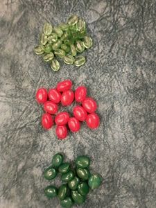 Vintage Glass Beads - Red, Green, Olive