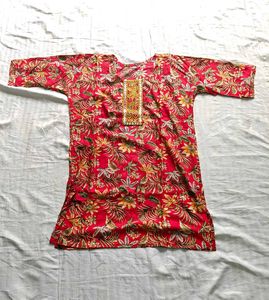 Red Floral Print Tunic