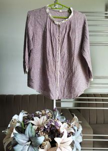 Linen Blend Button-Down Top