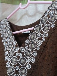 Elegant Brown Kurta with White Pants