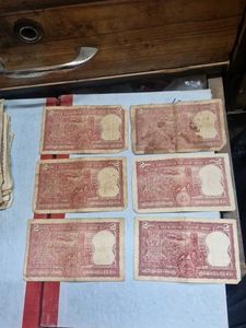 Vintage Indian 2 Rupee Banknotes 6 Pcs Lot