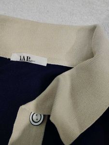 Navy &amp; Beige Polo Top
