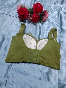 Olive Green Lace Corset Bra