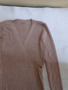 Elegant Ribbed Wrap Dress