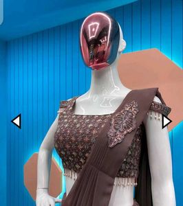 Faux Georgette Saree With Stiched Blouse