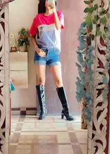 Rolled Hem Denim Shor