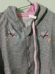 Cute Grey Kids Zip-Up Hoodie