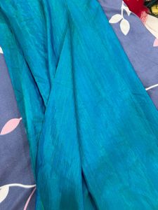 New Teal Blue Plain Saree