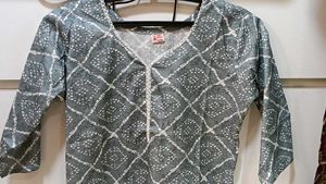 Elegant Grey Printed Kurta