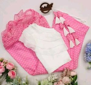 Pink Polka Dot Skirt Set