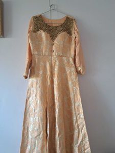 Coral Ethnic Gown With Dupatta