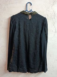 Partywear Leopard Print Sheer Lace Top