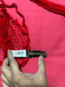 Women’s Red Fishnet Bodystocking