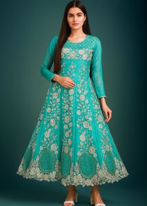 ✨ Turquoise Elegance Anarkali Dress ✨