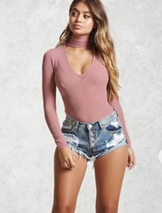Choker neck mauve bodysuit