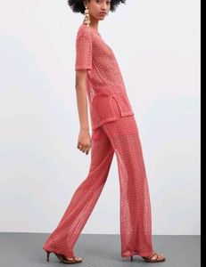 Zara Crochet Cord Set MavePink