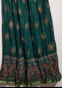 Dark Green Skirt Peacock 🦚pankh Print 30 Waist