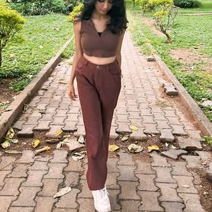 Brown Straight Leg Pants