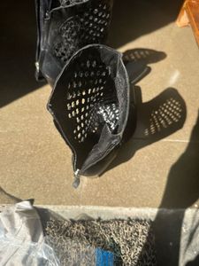 Zara Leather Woven Ankle Boots