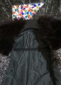 Wool Blend Coat with Fur Collar