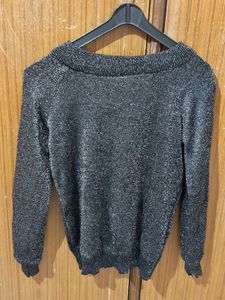 Sparkly Silver Knit Top