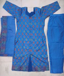Blue Printed Salwar Kameez Suit