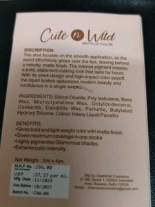 Cute n Wild Matte Lip Color - Red Edition
