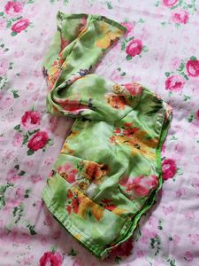 Neon Green Floral Blouse