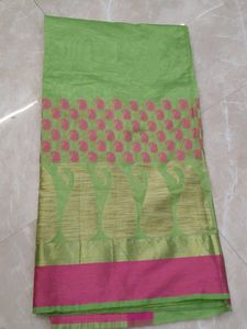 Green And Pink Tissue Saree