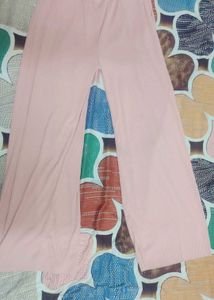 Pink Ribbed Wide Leg Pants