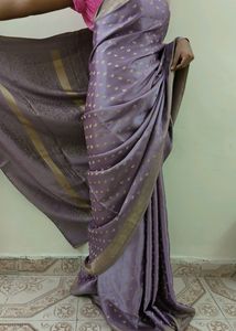 Lavender Saree With Intricate Design Gold Border
