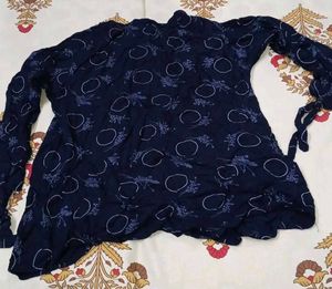 Patterned Navy Blue Crop Top