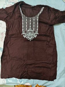 Embroidered Brown Kurti