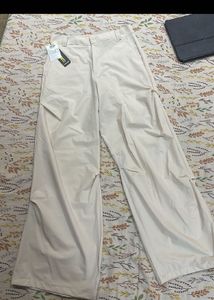 Beige Wide Leg Trousers