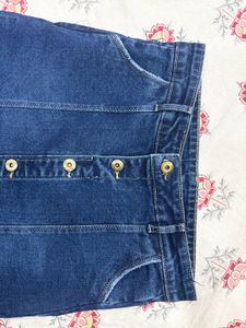 Button Front Denim Mini Skirt