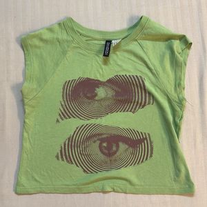 Green Graphic Crop Top
