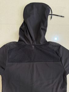 Black Short Sleeve Hoodie T-shirt