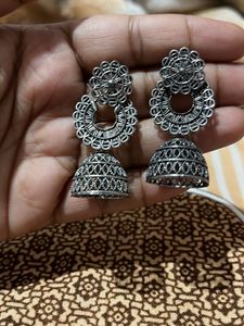 Oxidized Silver Earrings Set