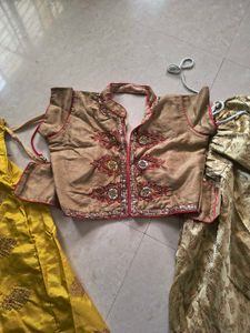 Golden ,Yellow Embroidered Lehenga With Blouse