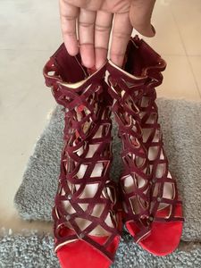 Burgundy Cage Heels